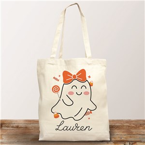 Personalized Girl Ghost Trick Or Treat Tote Bag 8237382