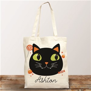 Personalized Black Cat Trick Or Treat Tote Bag 8237422
