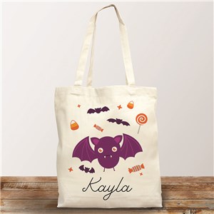 Personalized Purple Bat Trick Or Treat Tote Bag 8237432