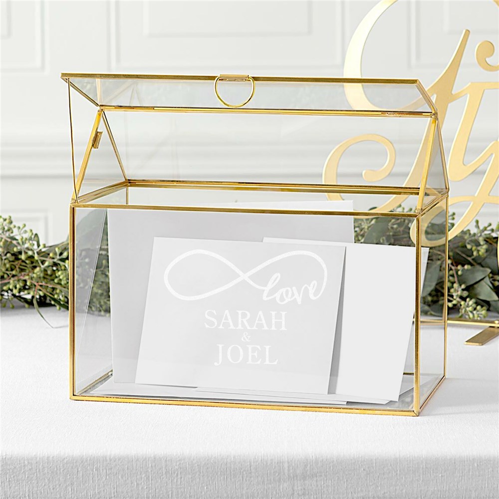 Engraved Infinity Love Glass Card Box