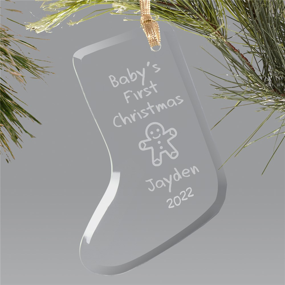 Baby's 1st Christmas Ornament - Glass Stocking | Baby's First Christmas Ornaments