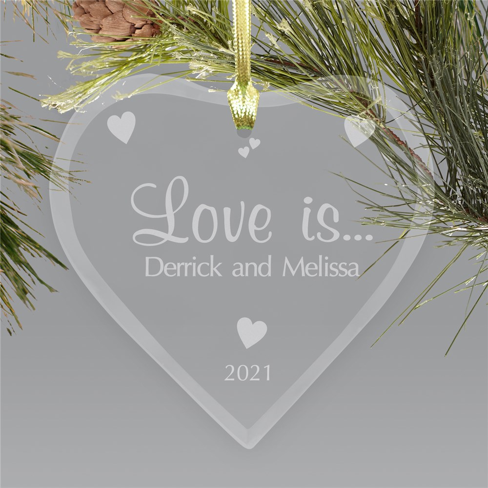 Couples Heart Glass Ornament | Personalized Glass Heart Ornament | Valentine Keepsake Gifts