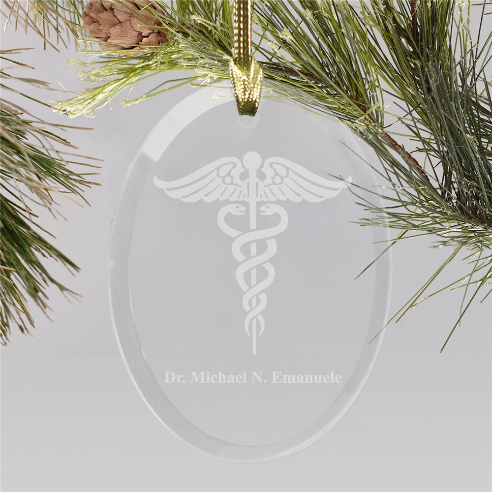 Medical Engraved Oval Glass Christmas Ornament GiftsForYouNow