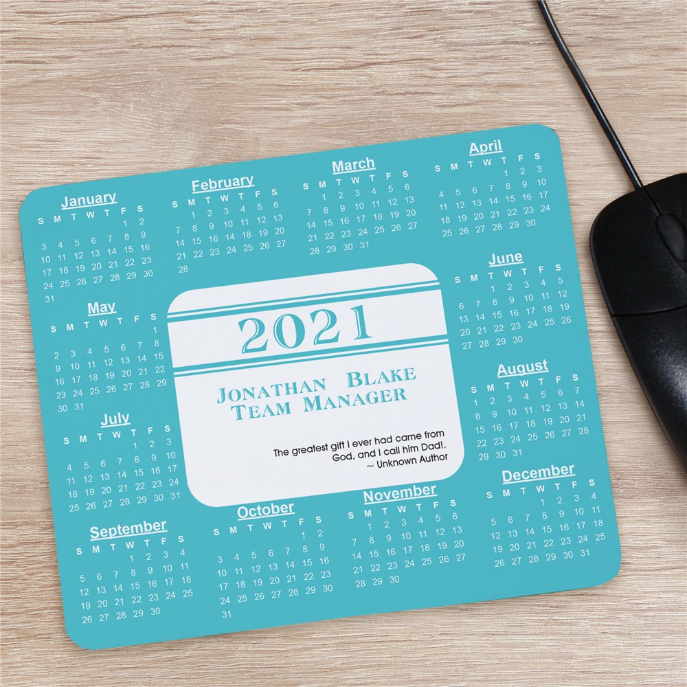 personalized mouse pad with calendar