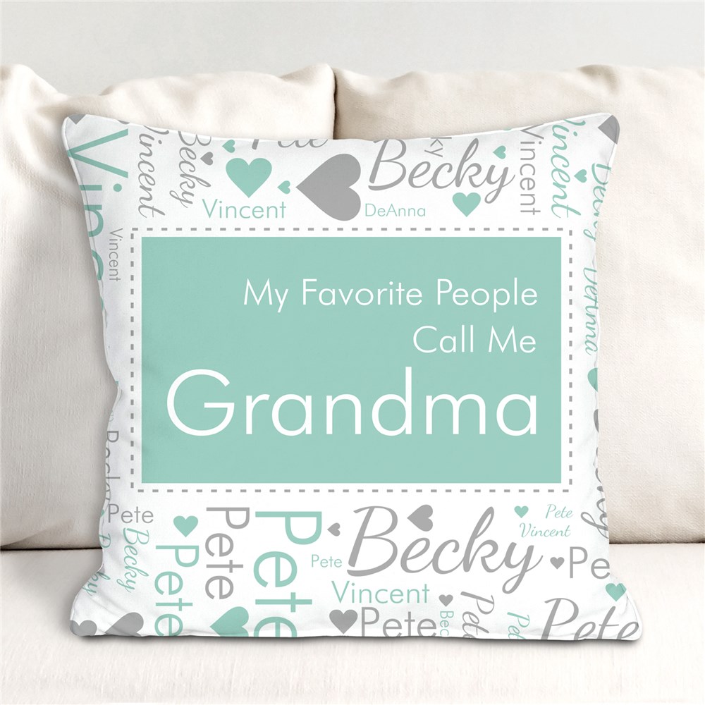 Personalized Favorite People Call Me Word-Art Throw Pillow | Mother's Day Personalized Gifts for Grandma