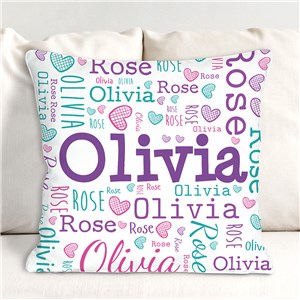 Personalized Baby Word-Art Throw Pillow for Nursery
