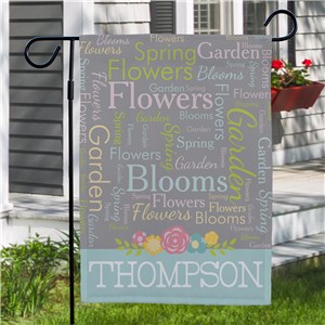 Spring Family Word-Art Garden Flag |Personalized Spring Garden Flags