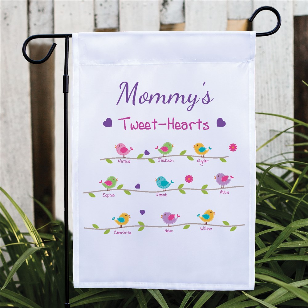 Personalized Tweet-Hearts Garden Flag | Personalized Gifts for Mom