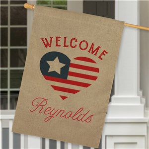 Personalized Patriotic Heart House Flag