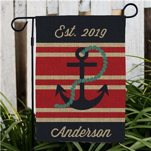 Personalized Nautical Burlap Garden Flag