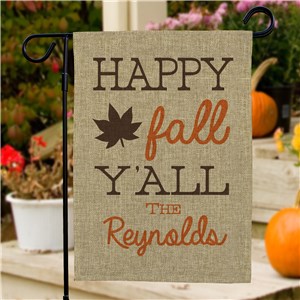 Happy Fall Y'all Burlap Flag | Personalized Garden Flags