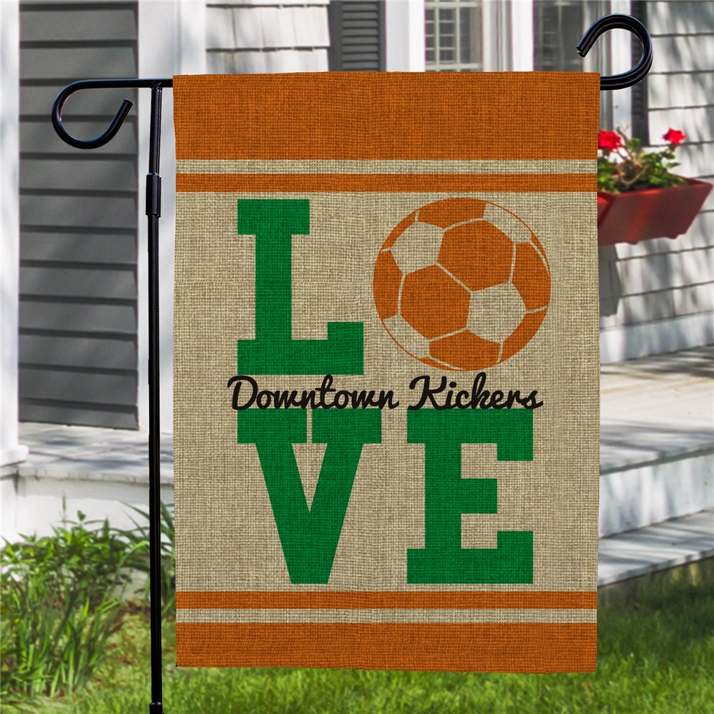Personalized Love Sports Burlap Garden Flag 830106192BX