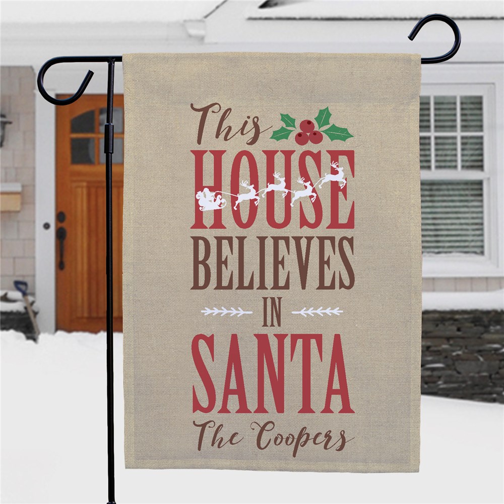 Personalized Believes In Santa Garden Flag | Personalized Christmas Flags