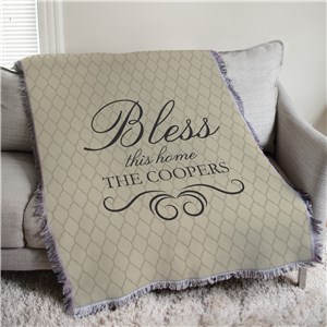 Personalized Bless This Home 50x60 Afghan Throw