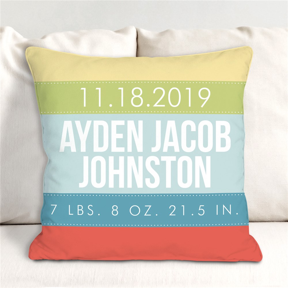 Personalized Baby Stripes Throw Pillow GiftsForYouNow