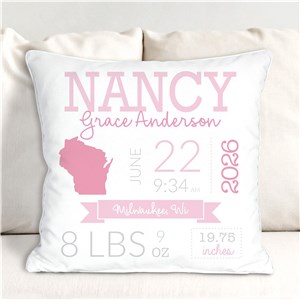 Personalized Baby State Throw Pillow | Unique Baby Shower Gift