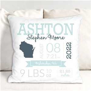 Personalized Baby State Throw Pillow | Unique Baby Shower Gift