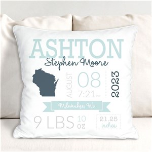 Personalized Baby State Throw Pillow | Unique Baby Shower Gift