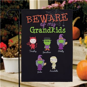 Beware Of My Grandkids Personalized Halloween Flag