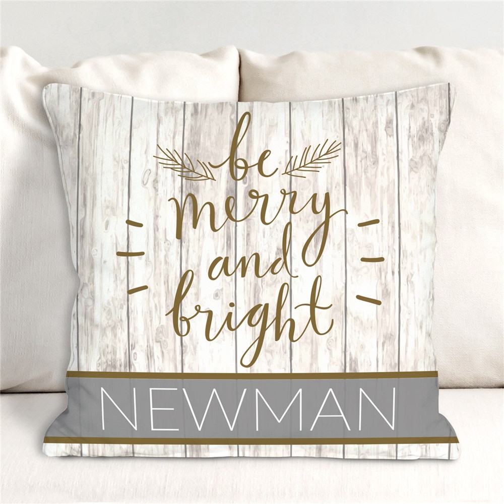 Personalized Merry and Bright Throw Pillow | Personalized Christmas Throw Pillows