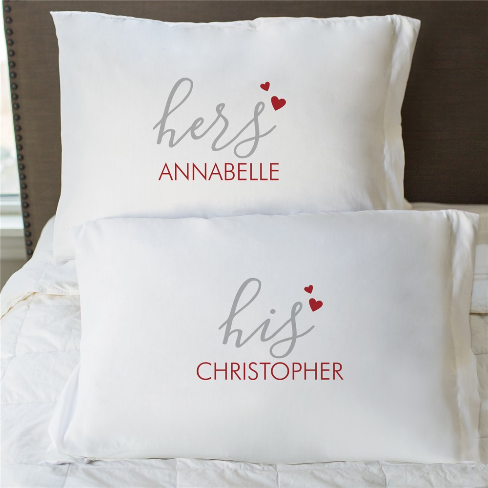 Personalized His and Hers Couples Pillowcase Set | Personalized Pillow Cases For Valentine's Day