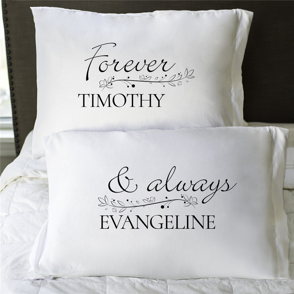 Personalized Forever and Always Couples Pillowcase Set | Personalized Pillow Cases For Valentines