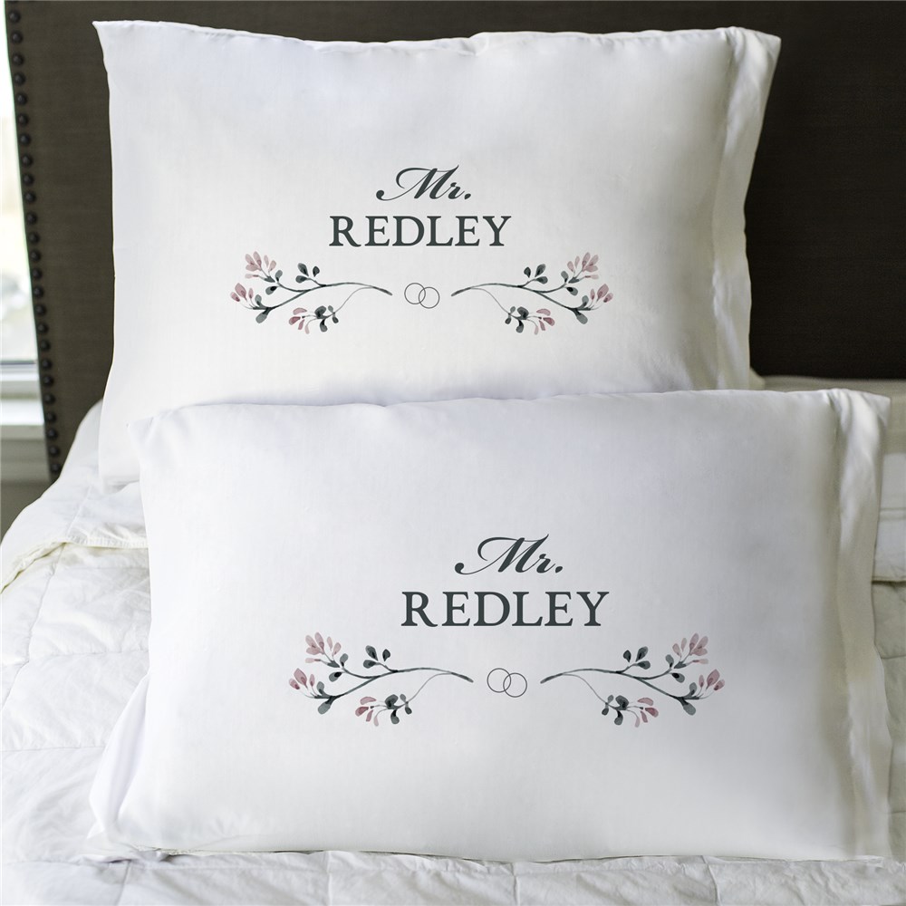 Personalized Mr and Mrs With Flowers Pillowcase Set GiftsForYouNow