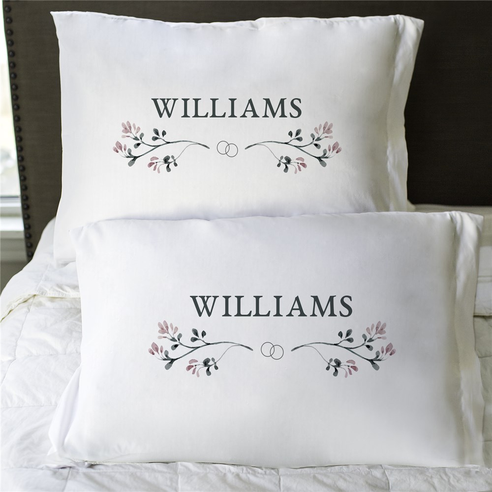 Personalized Mr and Mrs With Flowers Pillowcase Set | Personalized Wedding Gifts for Couples