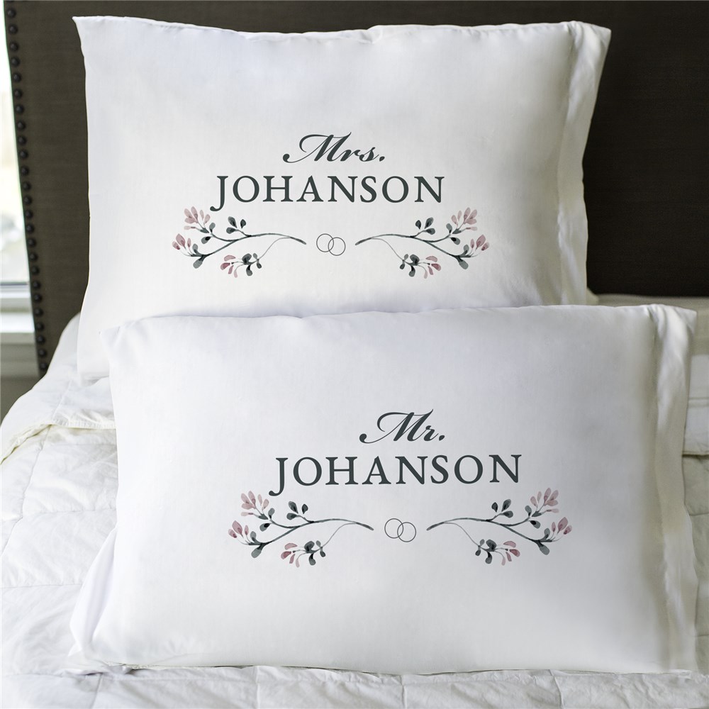 Personalized Mr and Mrs With Flowers Pillowcase Set GiftsForYouNow