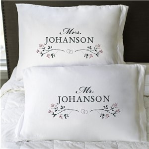 Personalized Mr and Mrs With Flowers Pillowcase Set | Personalized Wedding Gifts for Couples
