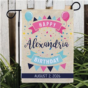 Personalized Banner Happy Birthday Garden Flag | Personalized Garden Flag