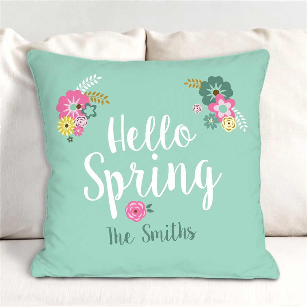Hello Spring Personalized Throw Pillow GiftsForYouNow