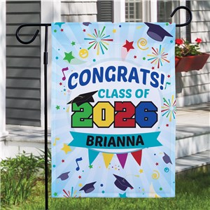 Personalized Congrats Fireworks Garden Flag | Personalized Garden Flags
