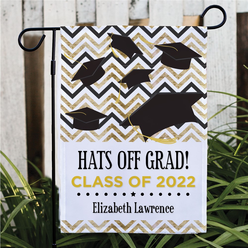 Personalized Hats Off Grad Garden Flag | Personalized Garden Flags