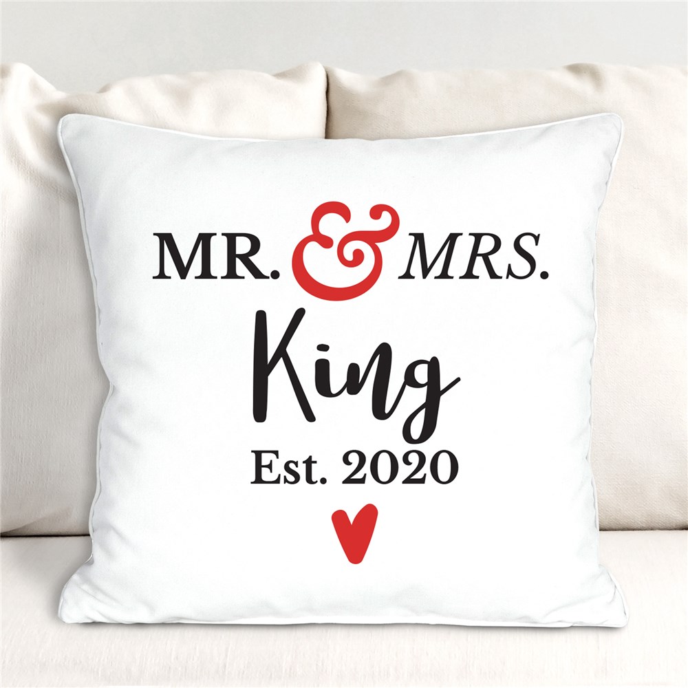 Personalized Mr and Mrs Established Throw Pillow GiftsForYouNow