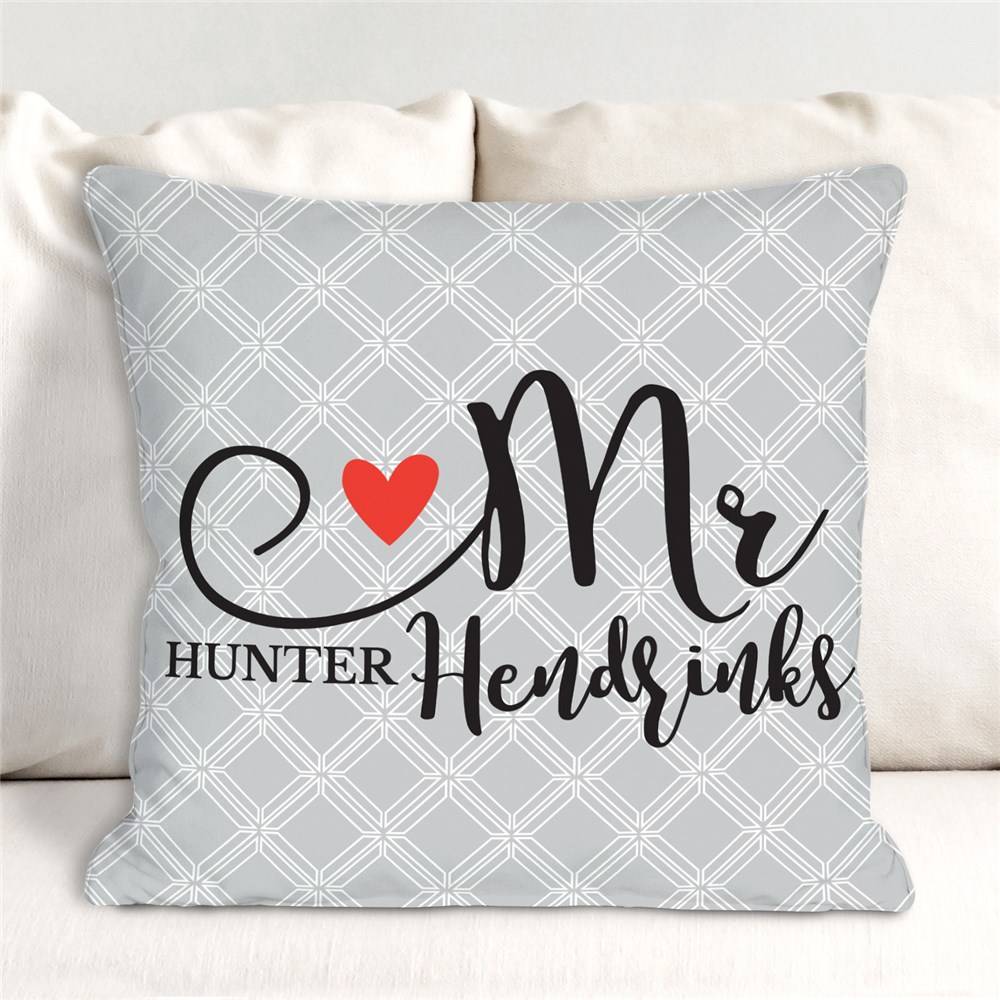 Personalized Mr and Mrs Heart Throw Pillow Set | Personalized Wedding Pillows