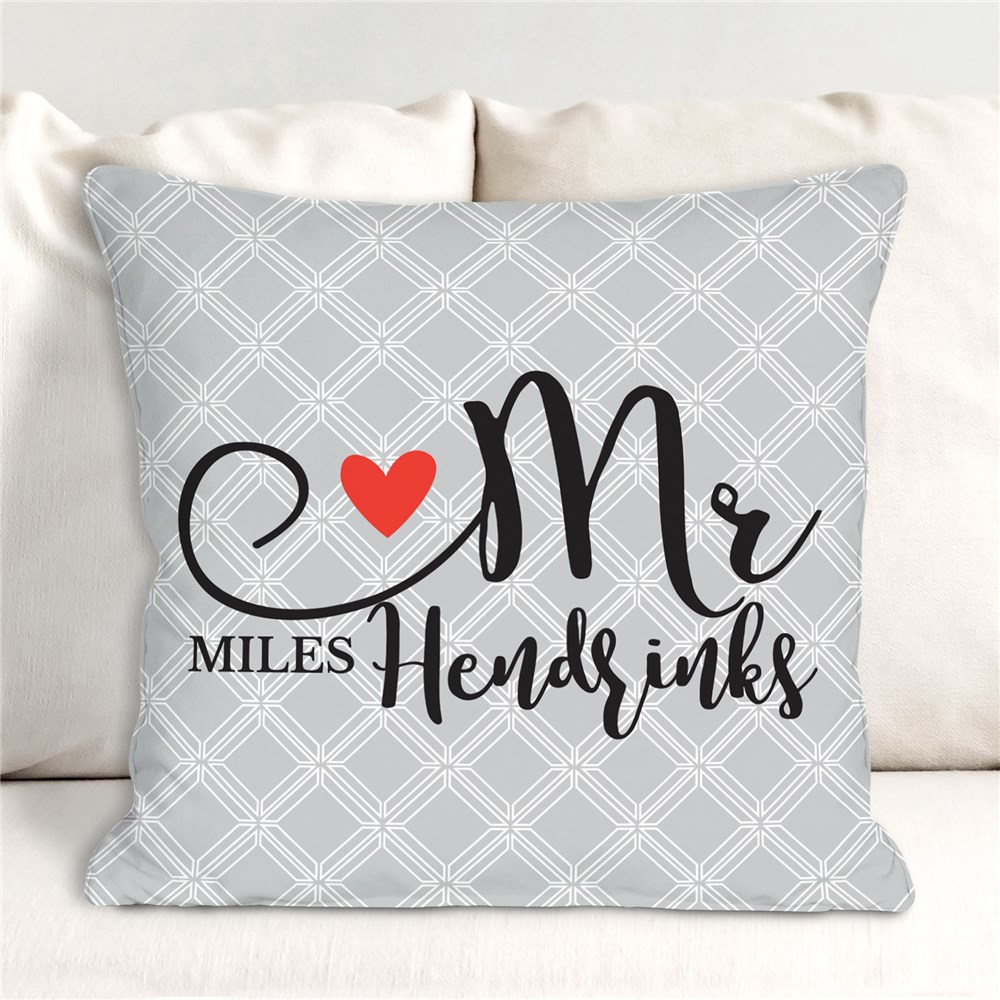 Personalized Mr and Mrs Heart Throw Pillow Set | Personalized Wedding Pillows
