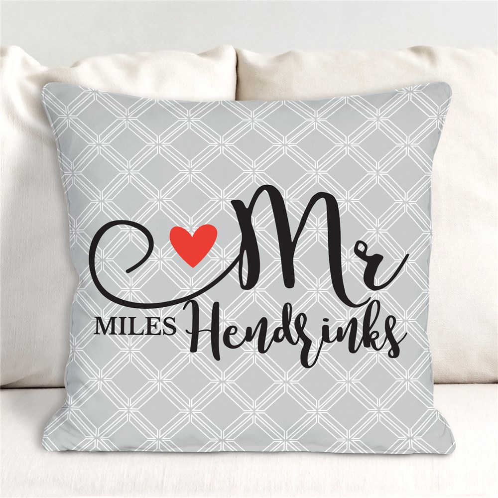 Personalized Mr and Mrs Heart Throw Pillow Set GiftsForYouNow