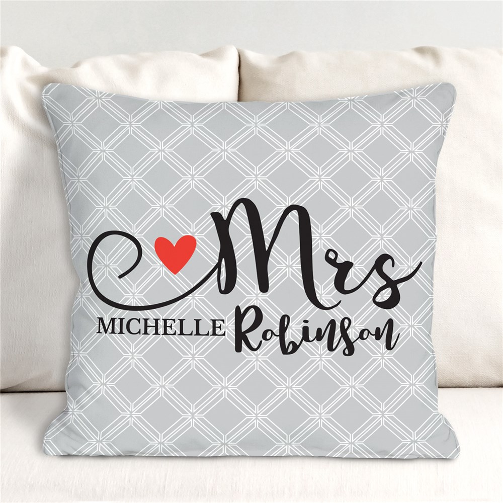 Personalized Mr and Mrs Heart Throw Pillow Set GiftsForYouNow