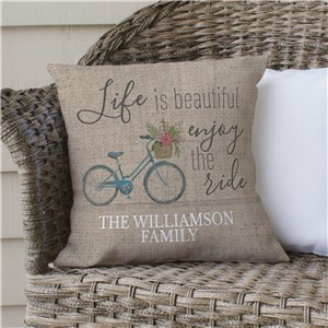 Life Is Beautiful Enjoy The Ride Personalized Throw Pillow | Personalized Throw Pillows
