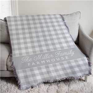 Personalized Farmhouse Plaid Tapestry Throw | Personalized Blankets