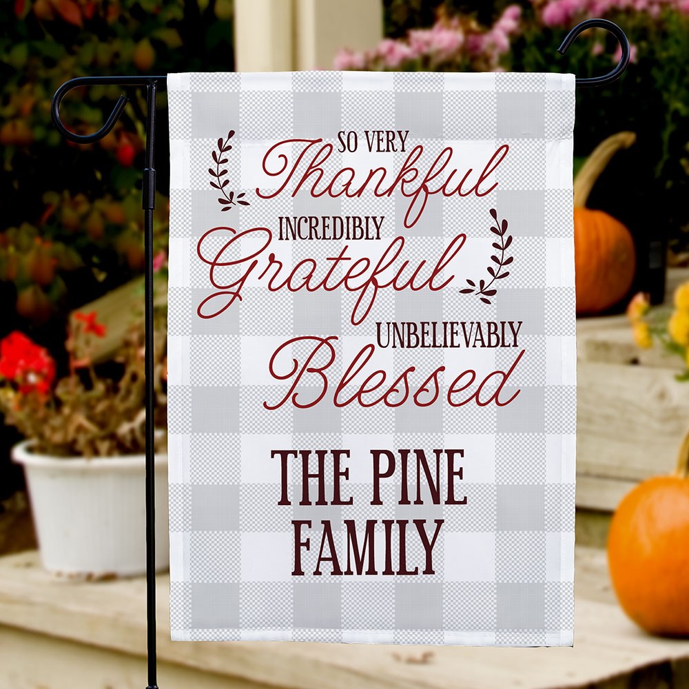 Thankful Grateful Blessed Personalized Garden Flag | Personalized Garden Flags
