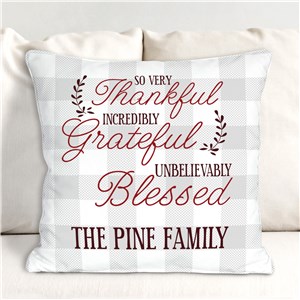 Thankful Grateful Blessed Personalized Throw Pillow | Personalized Throw Pillows