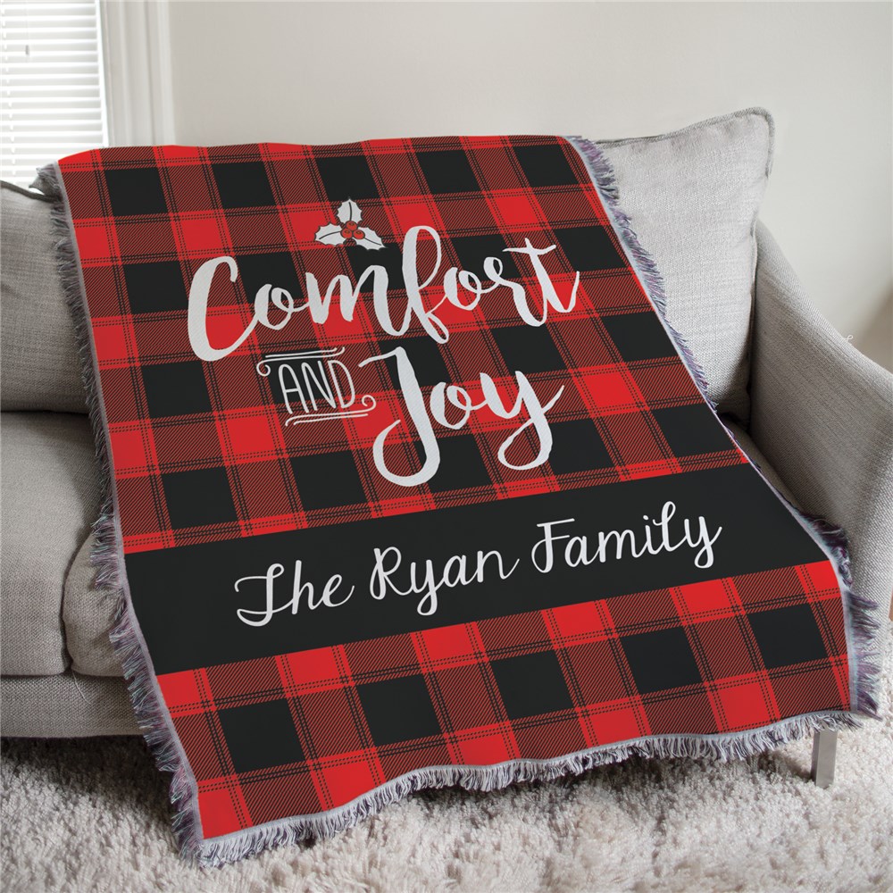 Comfort And Joy Christmas Buffalo Plaid Blanket