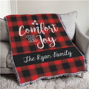 Comfort And Joy Christmas Buffalo Plaid Blanket