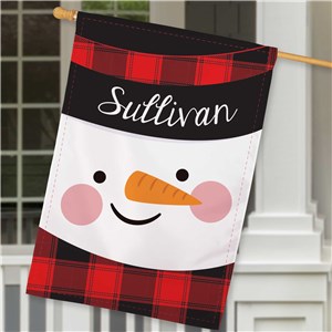 Custom Winter Snowman Plaid House Flag