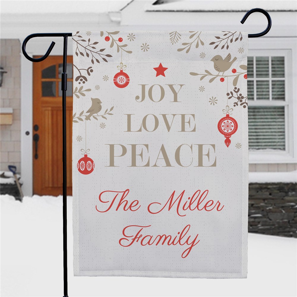 Personalized Joy Love Peace Garden Flag | Christmas Garden Flags