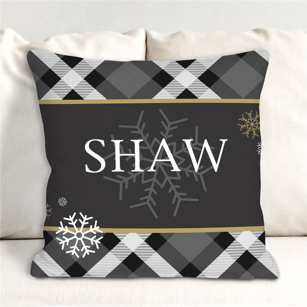 Personalized Dashing Through The Snow Plaid Throw Pillow | Personalized Throw Pillows