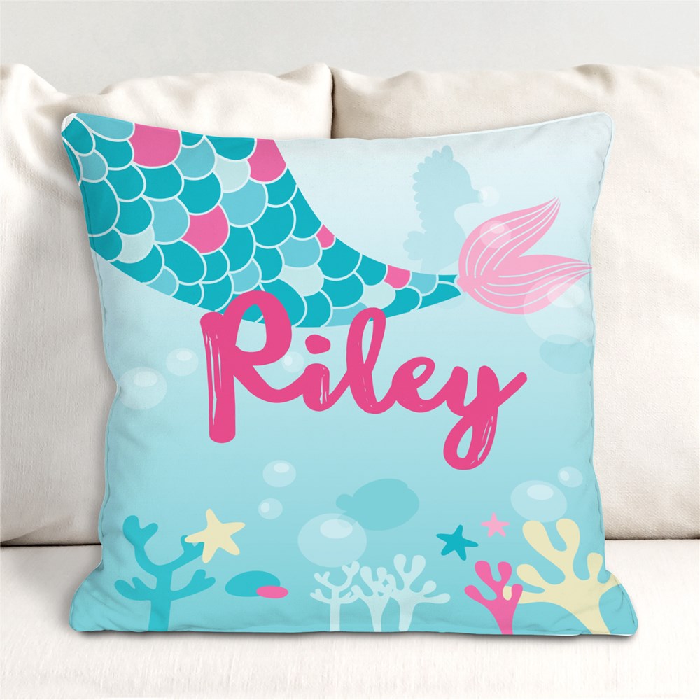 Mermaid Throw Pillow | Personalized Kids' Room Decor