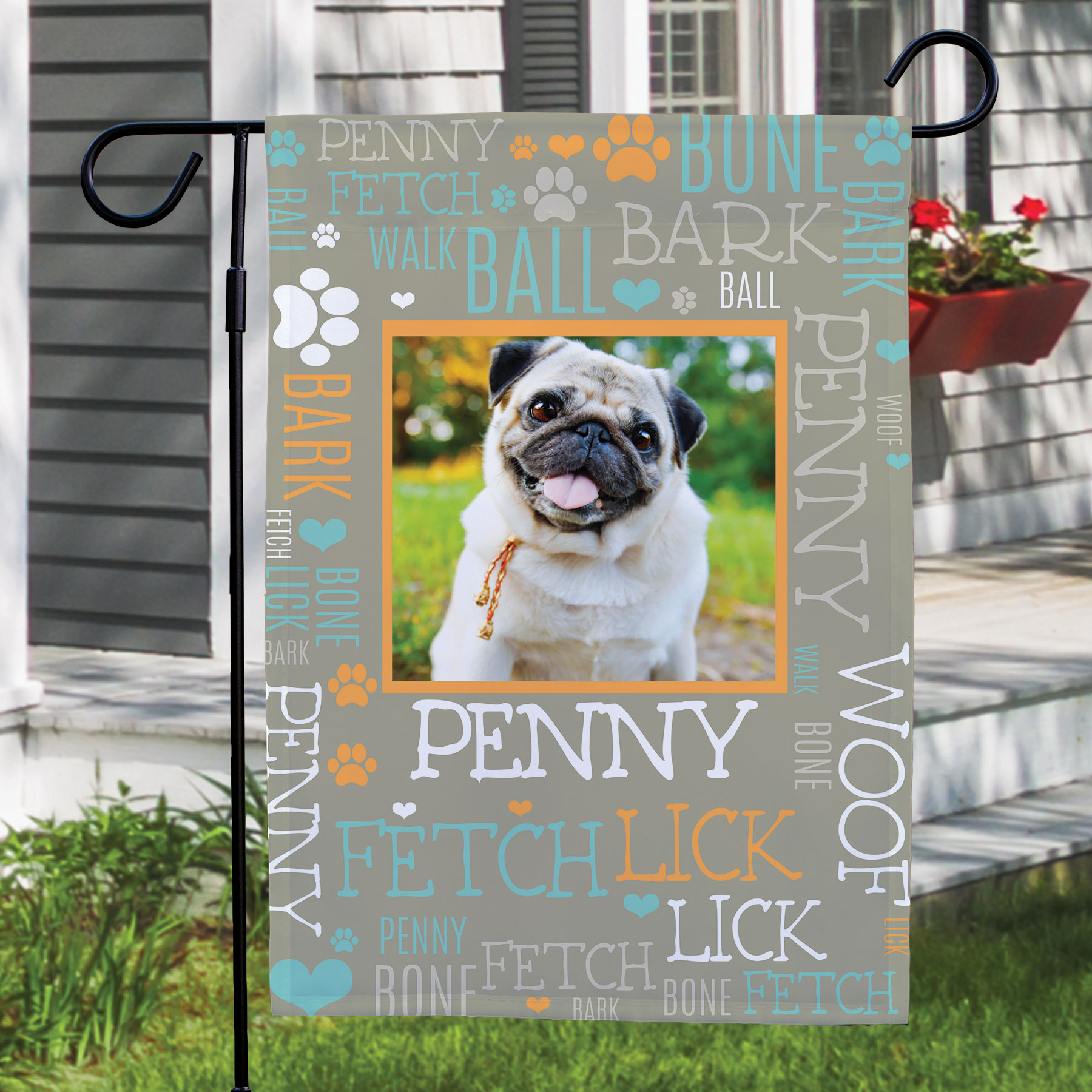 Personalized Pet Photo with Word Art Garden Flag GiftsForYouNow